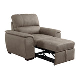 Andes Exposed Feet With Faux Wood Chair Pull-Out Ottoman