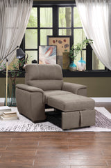 Andes Exposed Feet With Faux Wood Chair Pull-Out Ottoman