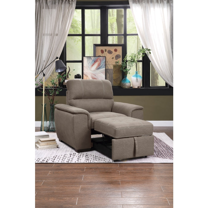 Andes Exposed Feet With Faux Wood Chair Pull-Out Ottoman