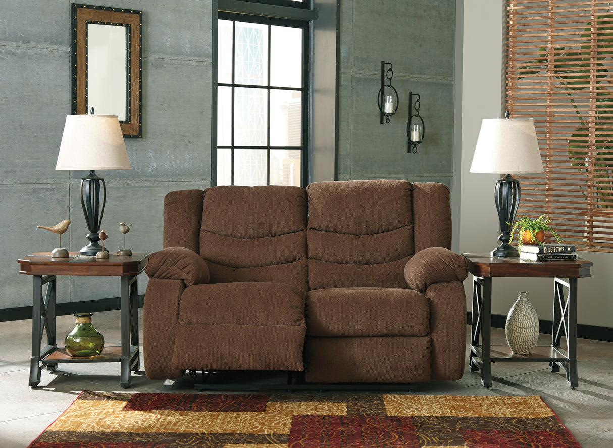 Tulen Chocolate Reclining Loveseat