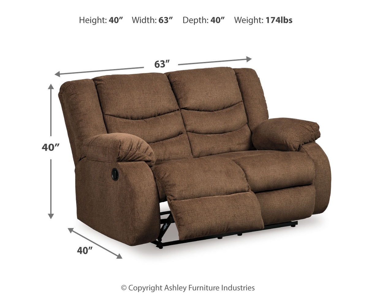 Tulen Chocolate Reclining Loveseat