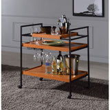 Oaken Honey Oak & Black Finish Serving Cart