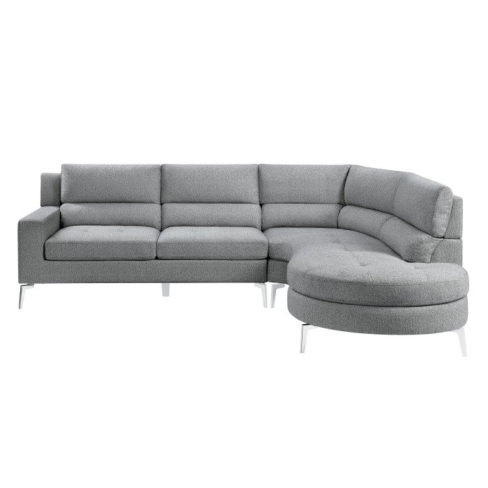 Bonita Exposed Metal Feet With Silver 2-Piece Sectional Right Chaise