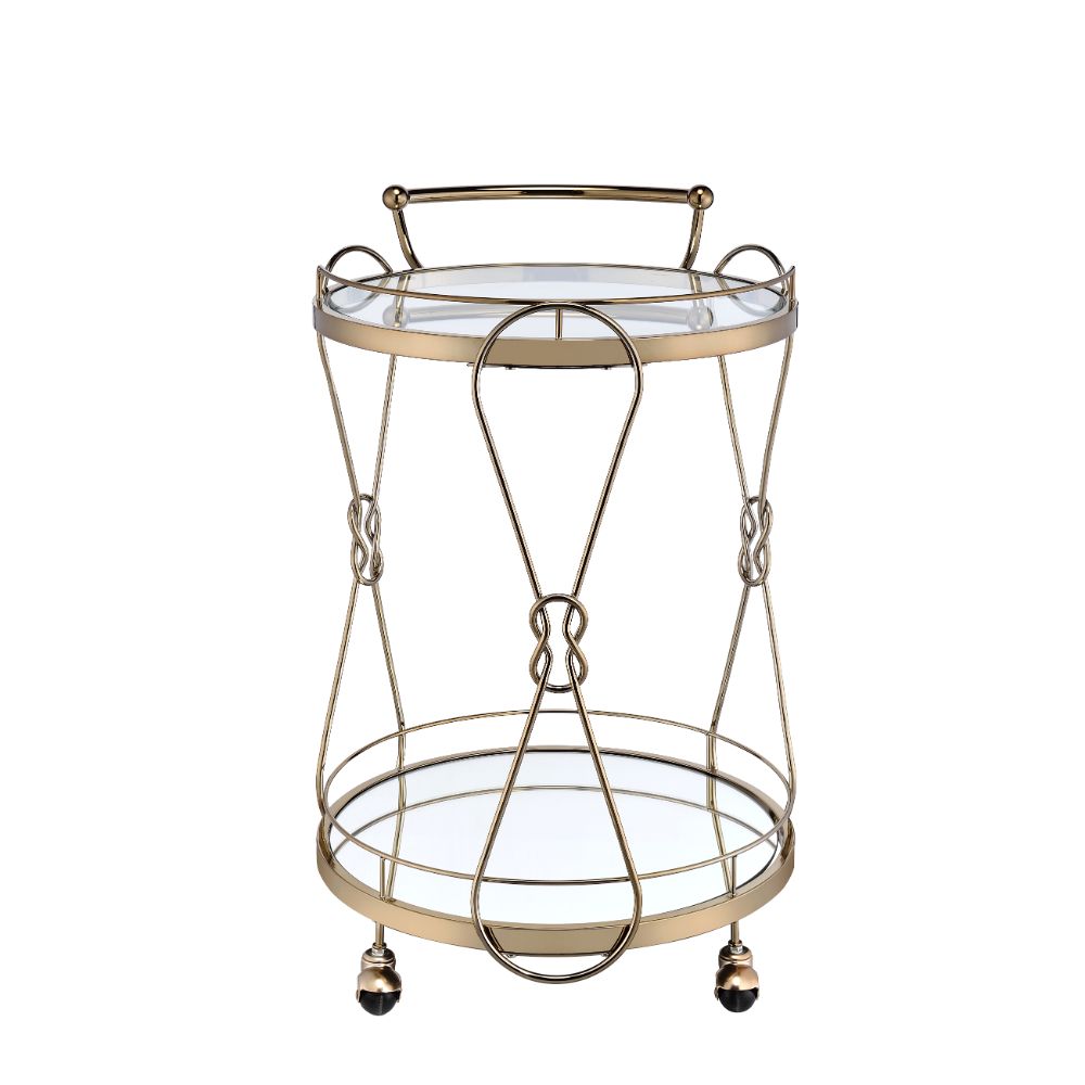 Zekera Champagne Finish Serving Cart