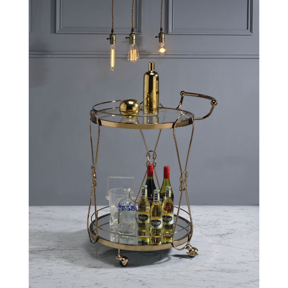 Zekera Champagne Finish Serving Cart