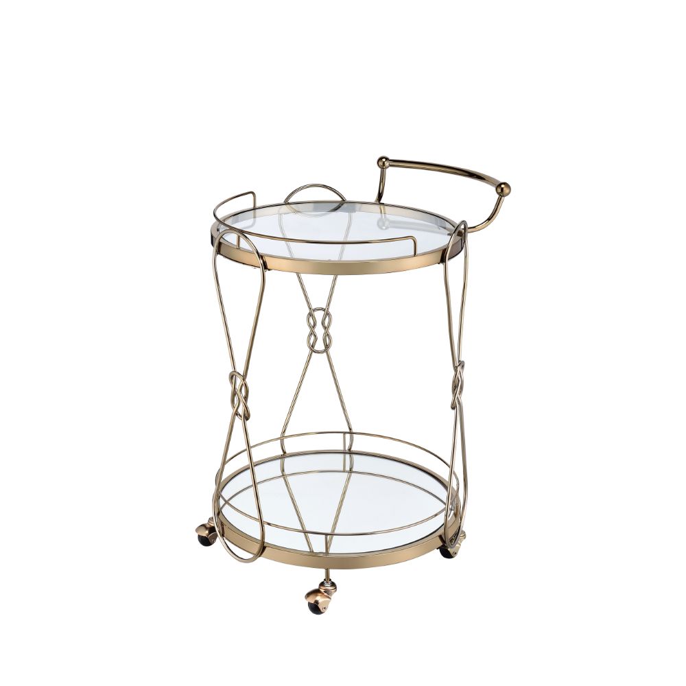 Zekera Champagne Finish Serving Cart