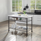 Freyja White Cultured Marble Top & Gray Finish Kitchen Island