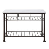 Freyja White Cultured Marble Top & Gray Finish Kitchen Island