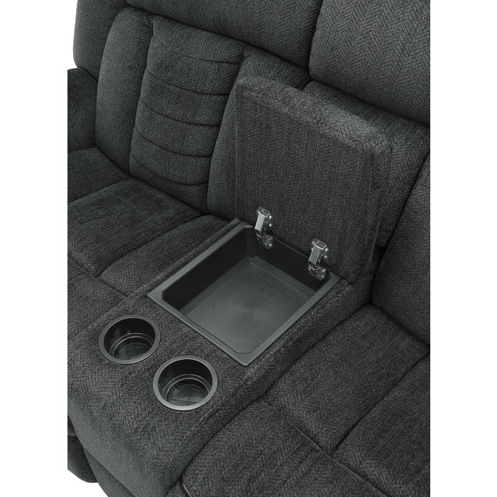 Nutmeg Gray Double Reclining Love Seat With Center Console