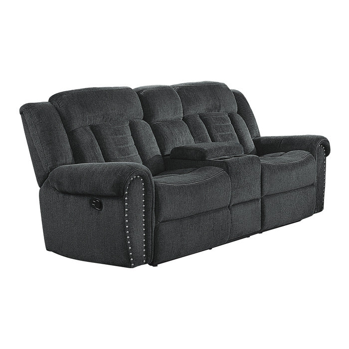 Nutmeg Gray Double Reclining Love Seat With Center Console