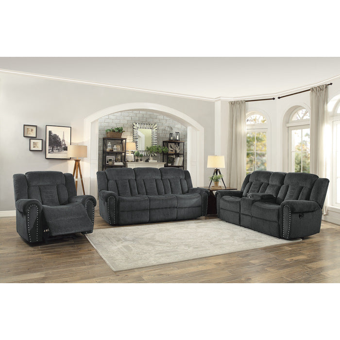 Nutmeg Gray Double Reclining Love Seat With Center Console