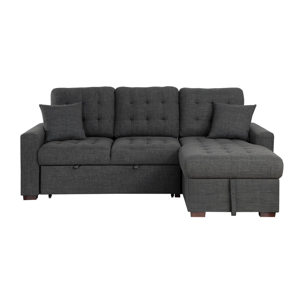 Mccafferty Exposed Wood Feet With Espresso 2-Piece Sectional Pull-Out Bed And Right Chaise Hidden Storage