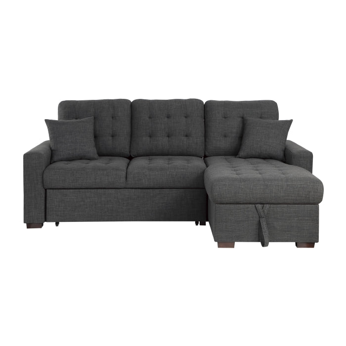 Mccafferty Exposed Wood Feet With Espresso 2-Piece Sectional Pull-Out Bed And Right Chaise Hidden Storage