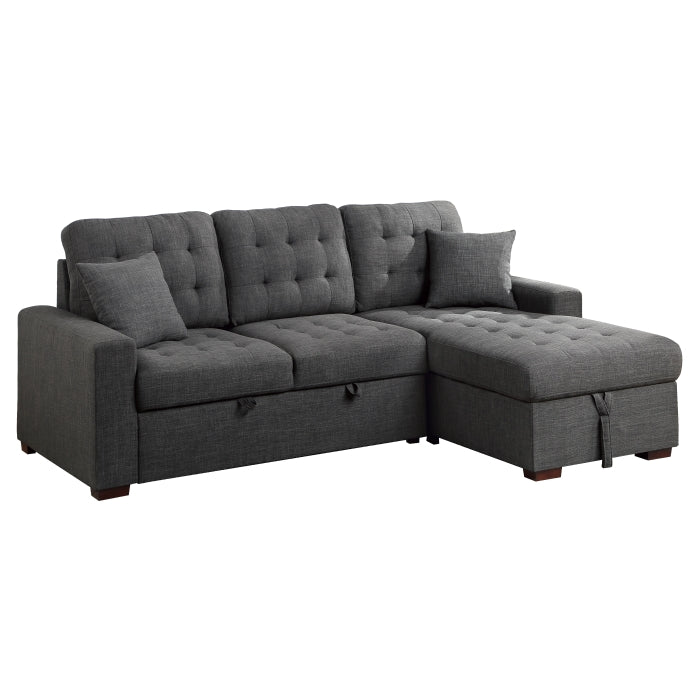 Mccafferty Exposed Wood Feet With Espresso 2-Piece Sectional Pull-Out Bed And Right Chaise Hidden Storage