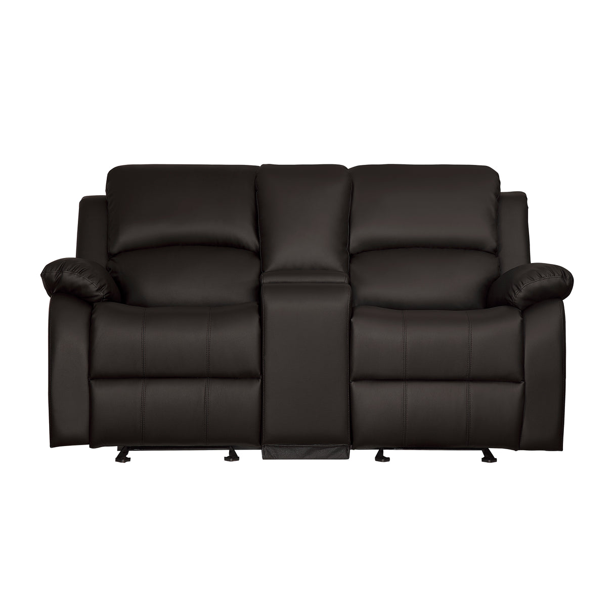 Clarkdale Brown Double Glider Reclining Love Seat With Center Console