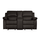 Clarkdale Brown Double Glider Reclining Love Seat With Center Console