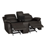 Clarkdale Brown Double Glider Reclining Love Seat With Center Console