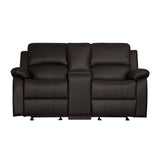 Clarkdale Brown Double Glider Reclining Love Seat With Center Console