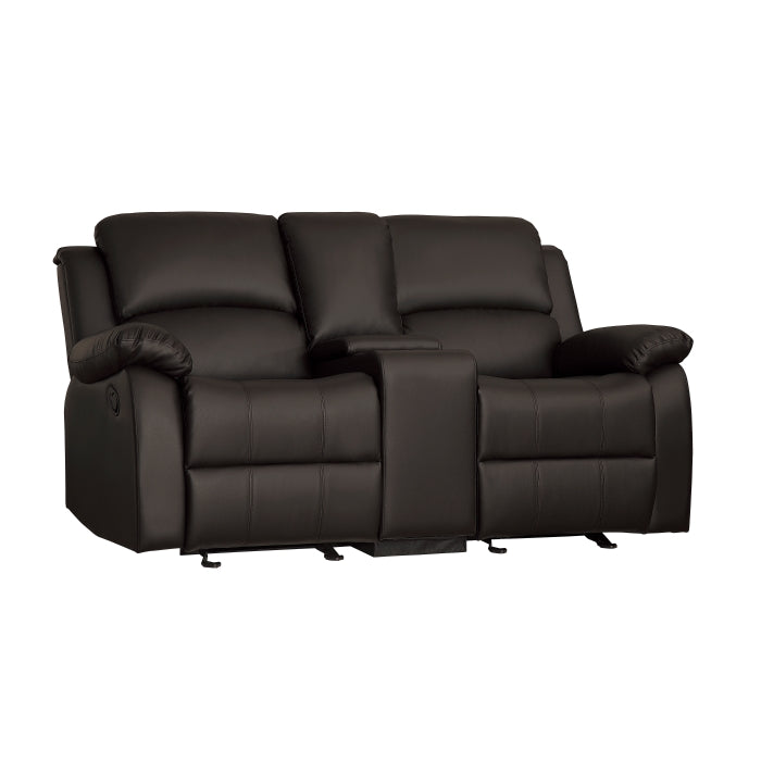 Clarkdale Brown Double Glider Reclining Love Seat With Center Console