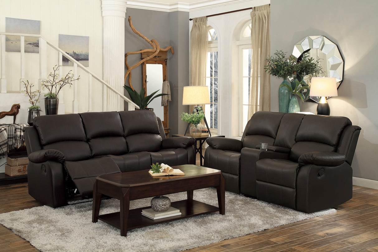 Clarkdale Brown Double Reclining Sofa With Center Drop-Down Cup Holders