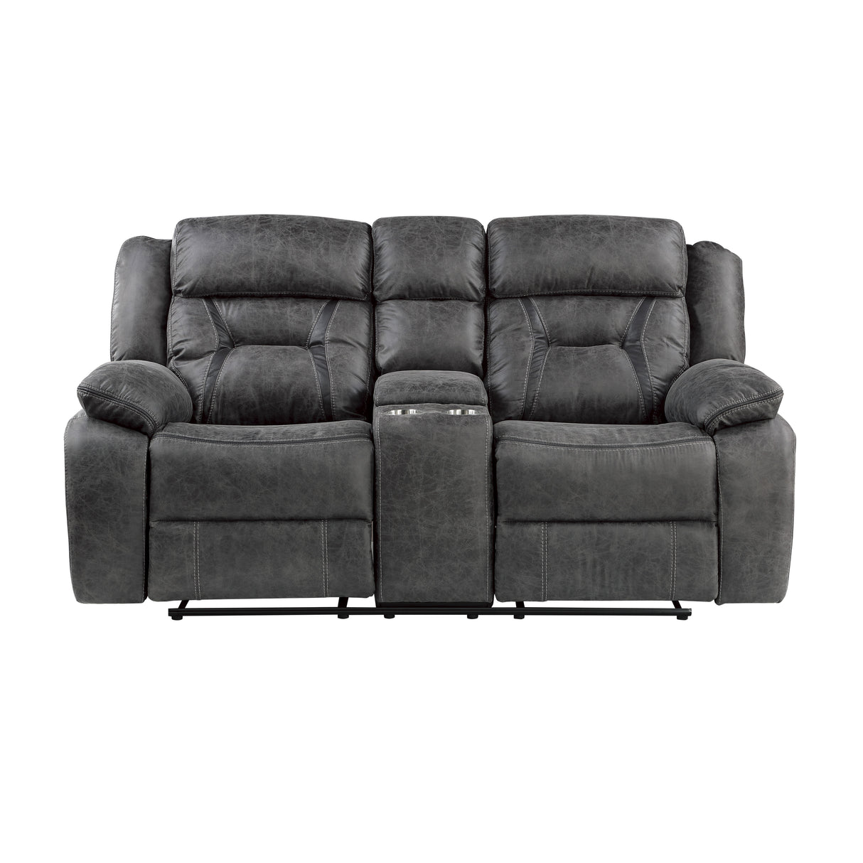 Madrona Hill Gray Double Reclining Loveseat with Center Console