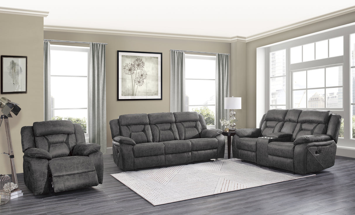 Madrona Hill Gray Double Reclining Loveseat with Center Console