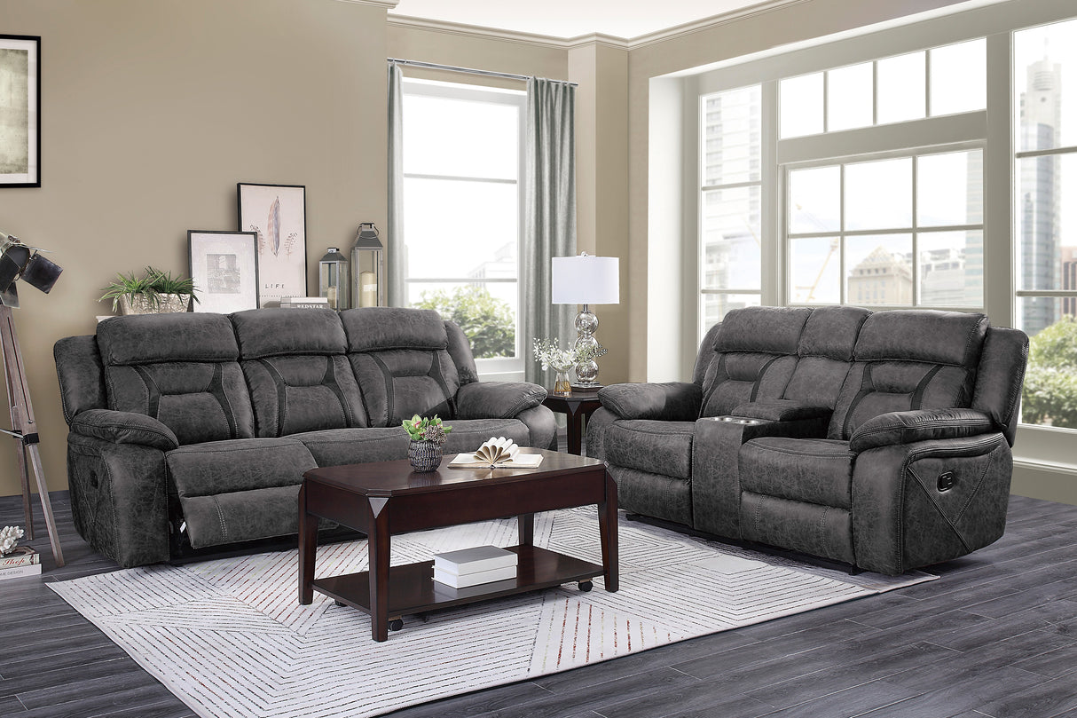 Madrona Hill Gray Double Reclining Loveseat with Center Console