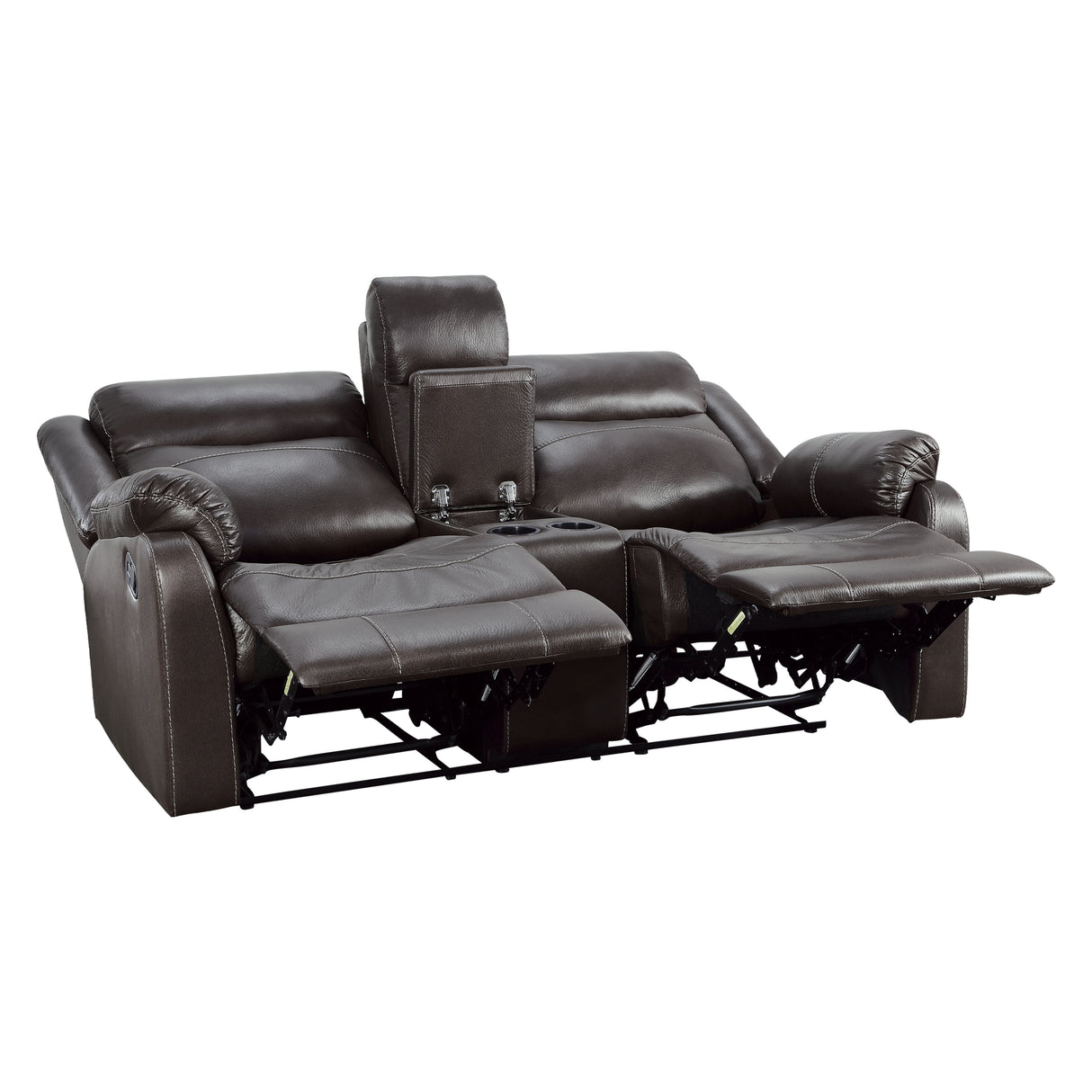 Yerba Brown Microfiber Double Lay Flat Reclining Loveseat