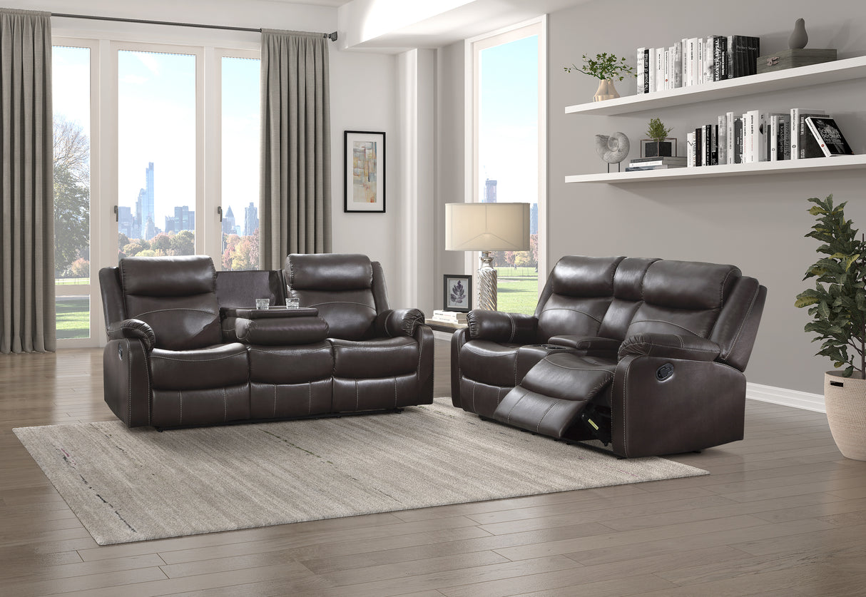 Yerba Brown Microfiber Double Lay Flat Reclining Sofa