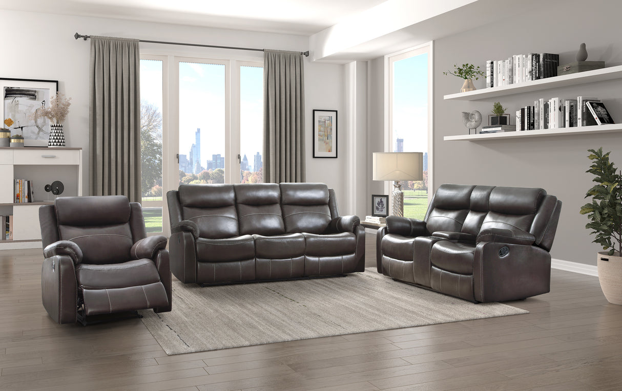 Yerba Brown Microfiber Double Lay Flat Reclining Loveseat