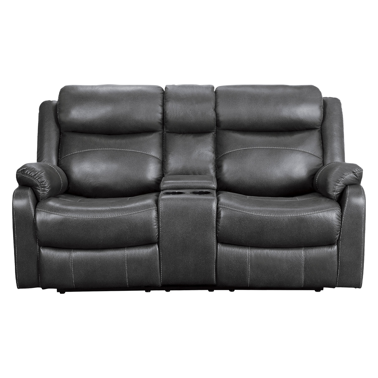 Yerba Gray Microfiber Double Lay Flat Reclining Loveseat