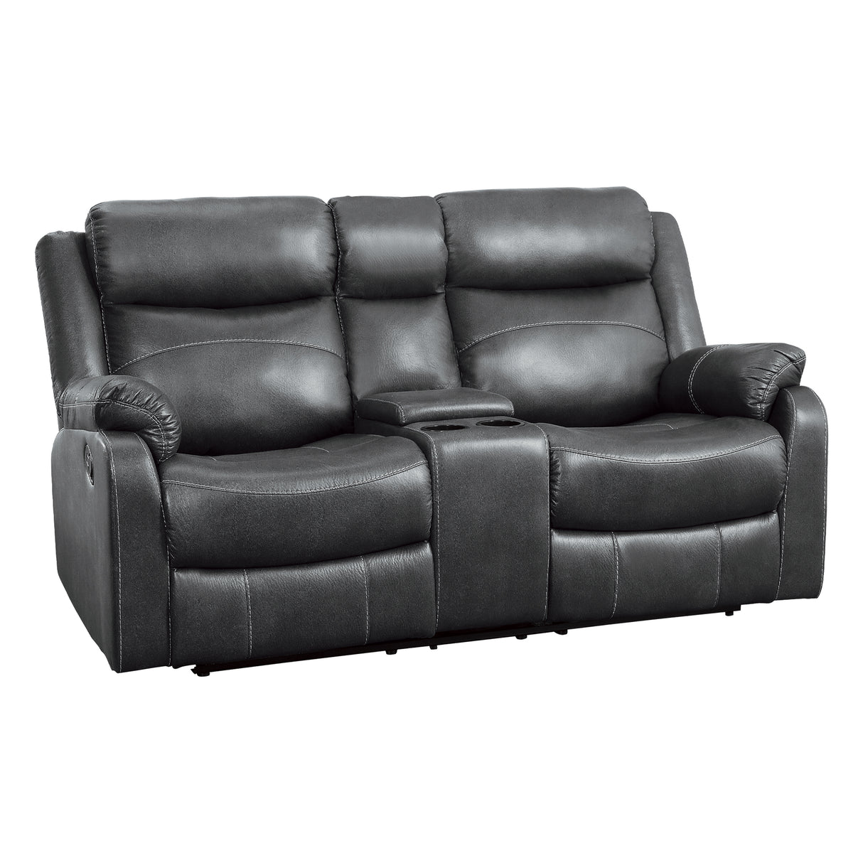 Yerba Gray Microfiber Double Lay Flat Reclining Loveseat