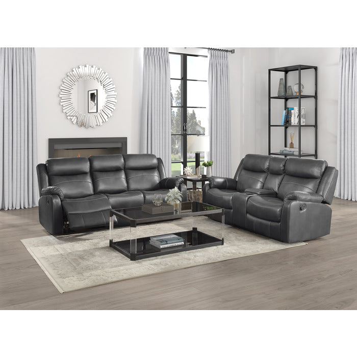 Yerba Gray Microfiber Double Lay Flat Reclining Loveseat