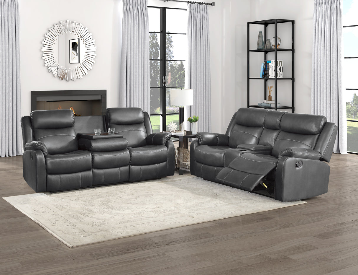 Yerba Gray Microfiber Double Lay Flat Reclining Sofa