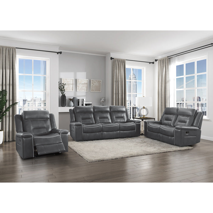 Darwan Gray Double Lay Flat Reclining Sofa