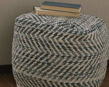 Chevron Blue Pouf