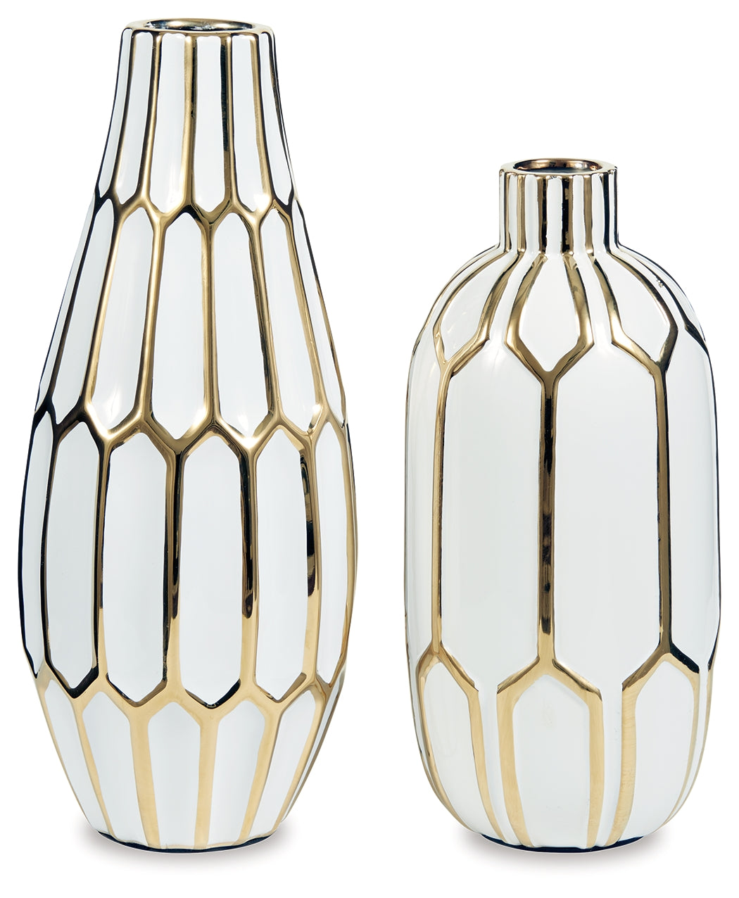 Mohsen Gold Finish/White Vase (Set Of 2)