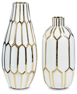 Mohsen Gold Finish/White Vase (Set Of 2)