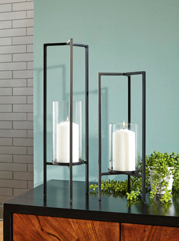 Ginette Black Candle Holder (Set Of 2)