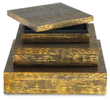 Keldy Antique Brass Finish Box (Set Of 3)