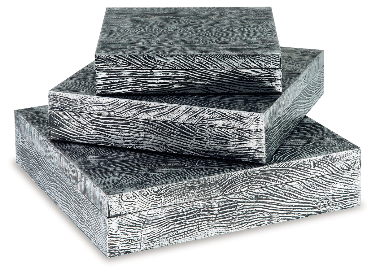 Keldy Antique Pewter Finish Box (Set Of 3)