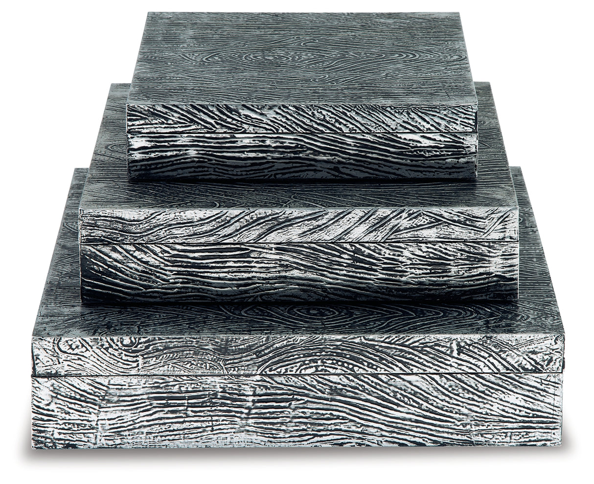 Keldy Antique Pewter Finish Box (Set Of 3)