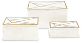 Ackley White/Brass Finish Box (Set Of 3)