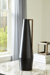 Pouderbell Black/Gold Finish Vase