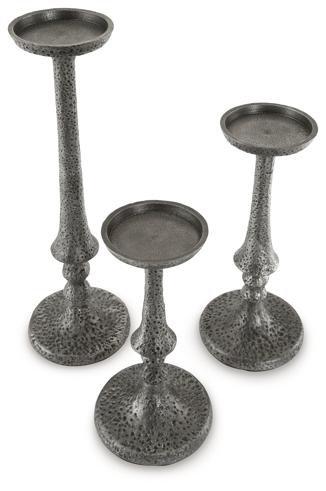 Eravell Pewter Finish Candle Holder (Set Of 3)