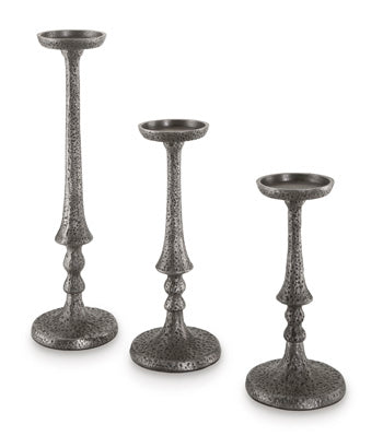 Eravell Pewter Finish Candle Holder (Set Of 3)