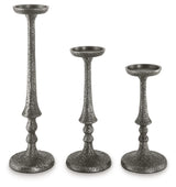 Eravell Pewter Finish Candle Holder (Set Of 3)