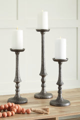 Eravell Pewter Finish Candle Holder (Set Of 3)