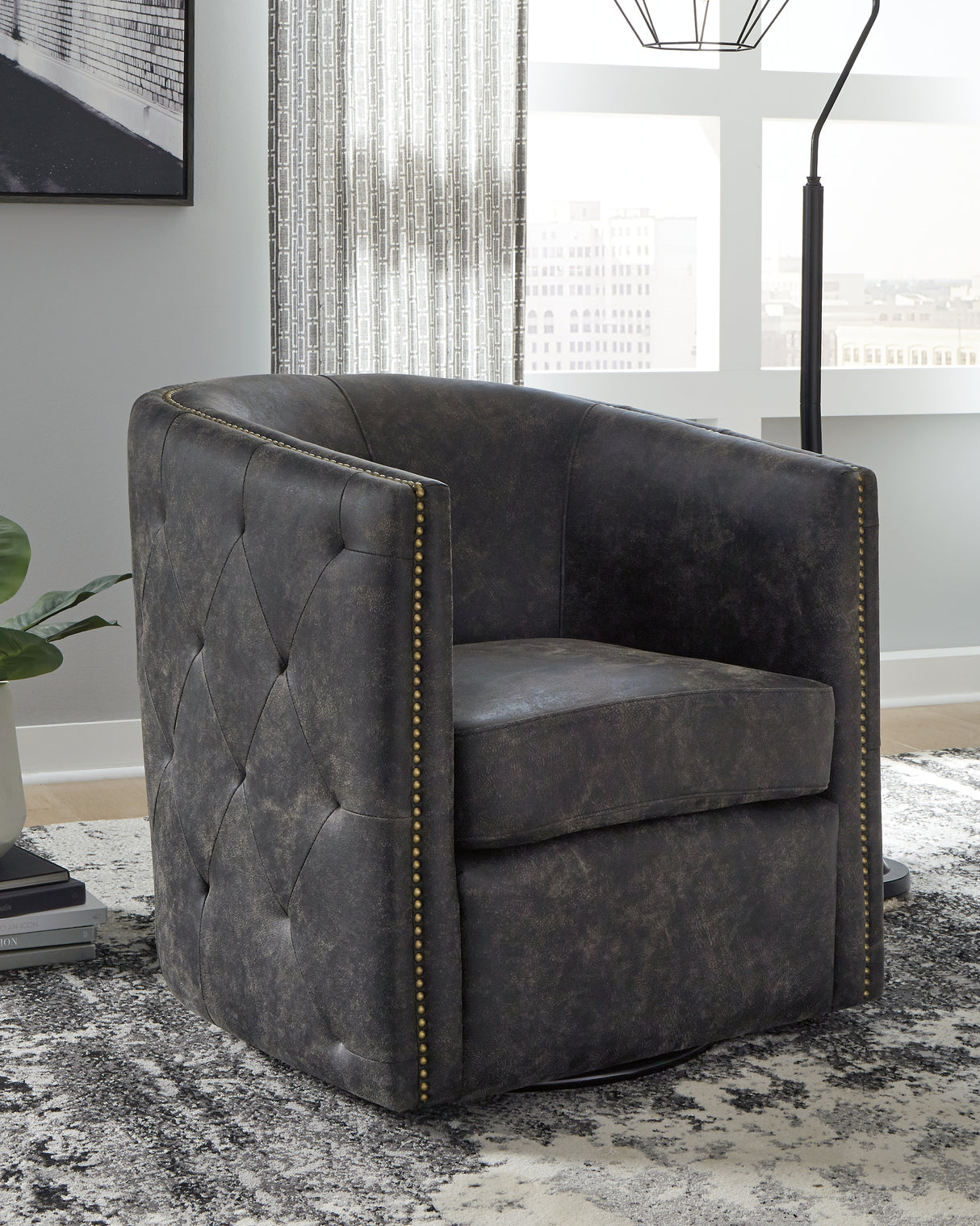 Brentlow Distressed Black Accent Chair