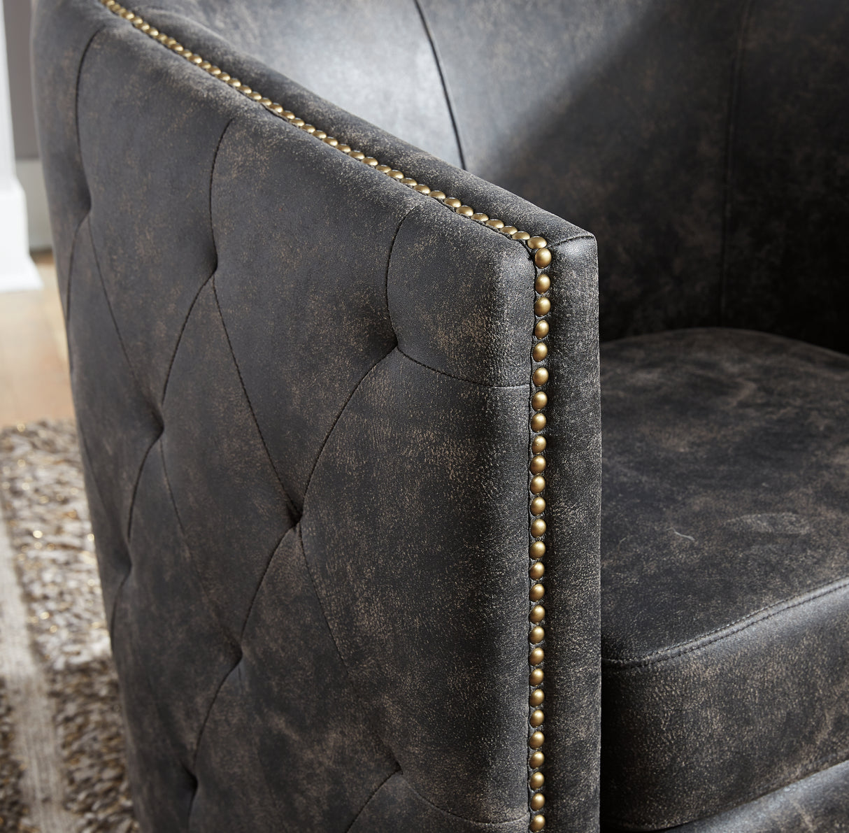 Brentlow Distressed Black Accent Chair